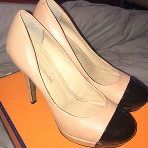 Black patent leather and ballet heels